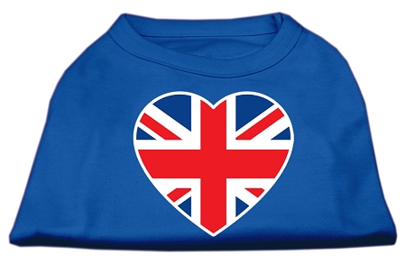 British Flag Heart Screen Print Shirt Blue XS